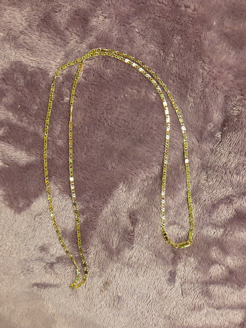 Gold Textured Chain Necklace - Women Jewelry 18kgp